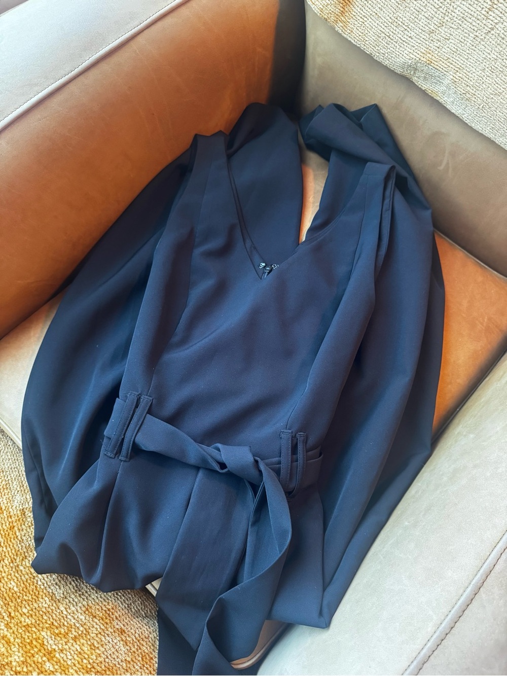 NWOT Tahari Black V-Neck Belted Jumpsuit